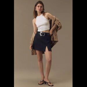 Brand New By Anthropologie Maeve Linen Side-Slit Mini Skirt